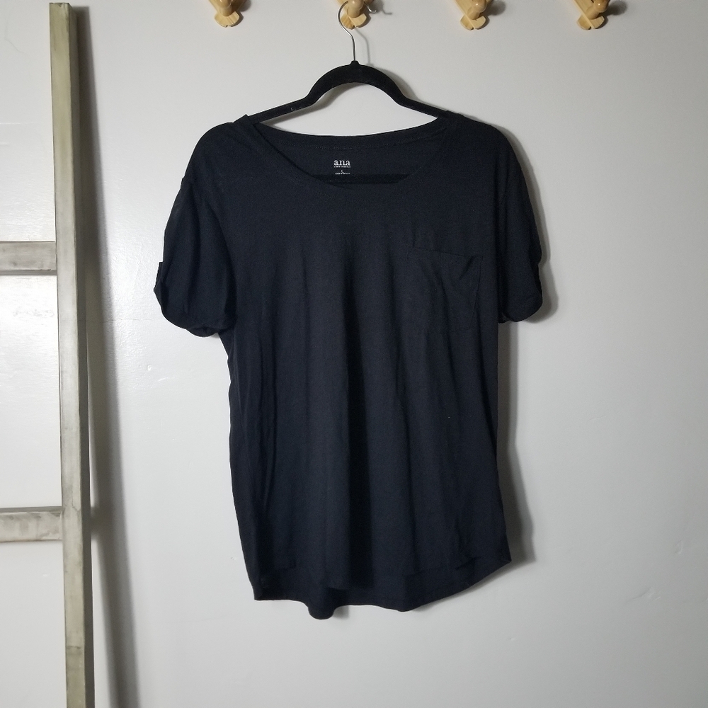 ANA WOMEN'S BLACK POCKET TEE SIZE LARGE